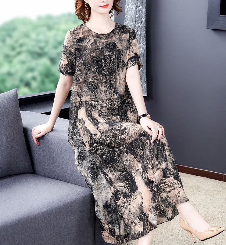 Silk Ink Painting Temperament Noble Lady Dress