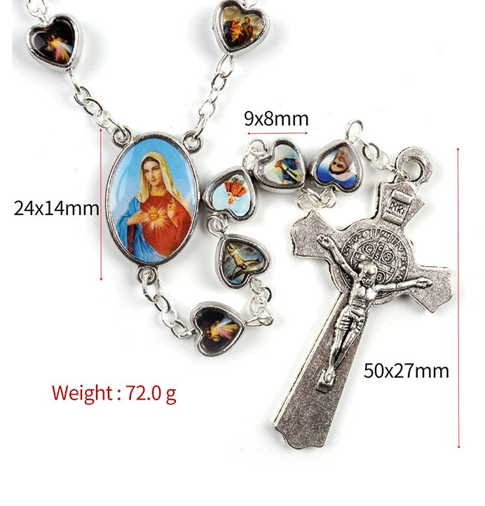 Mixed Religion Sticker Character Alloy Rosary Necklace