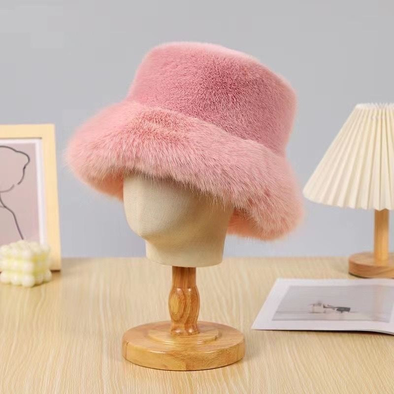 Women's Furry Imitation Fur Bucket Thickened Warm Hat