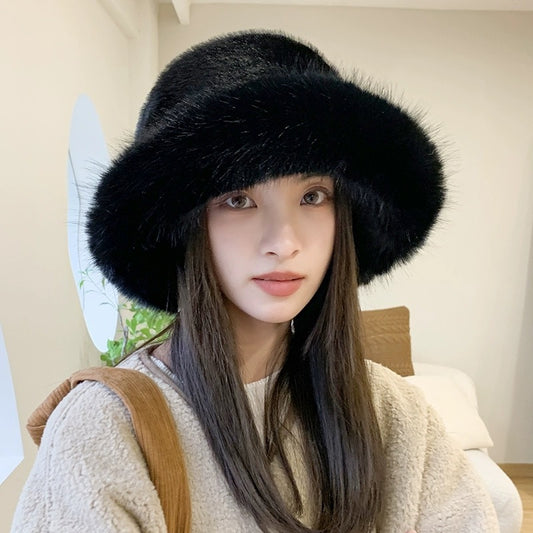 Women's Furry Imitation Fur Bucket Thickened Warm Hat